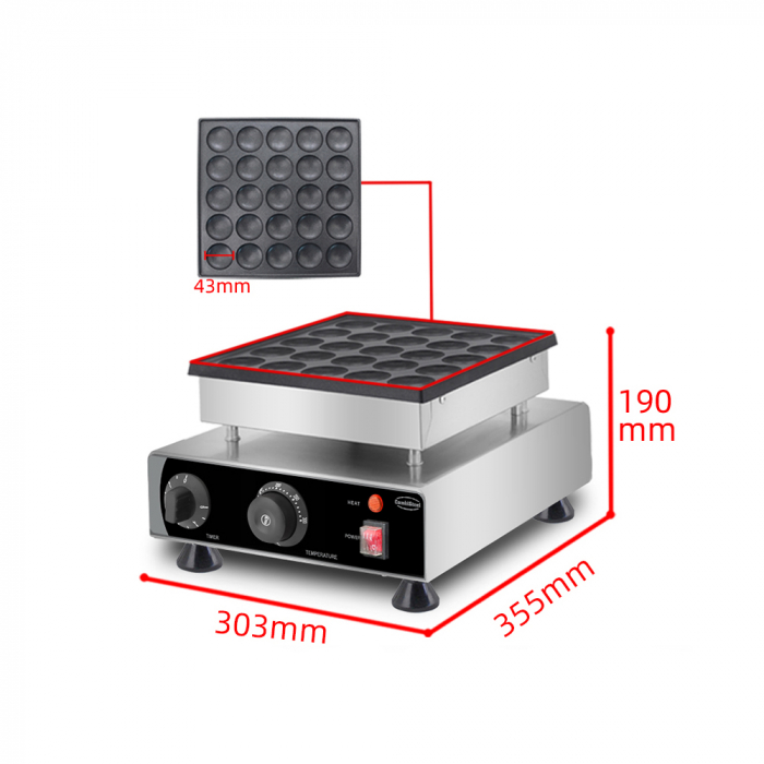 Poffertjes Waffeleisen – 25 Stück Ø4,5 cm – 0,9 kW – Tischgerät – Combisteel