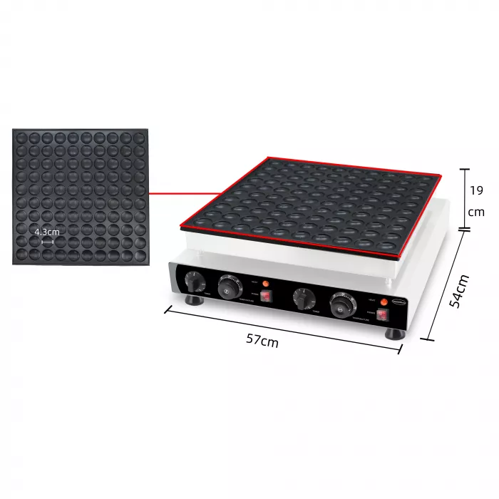 Waffeleisen – 100 Stück Ø4 cm – 2,4 kW – Edelstahl