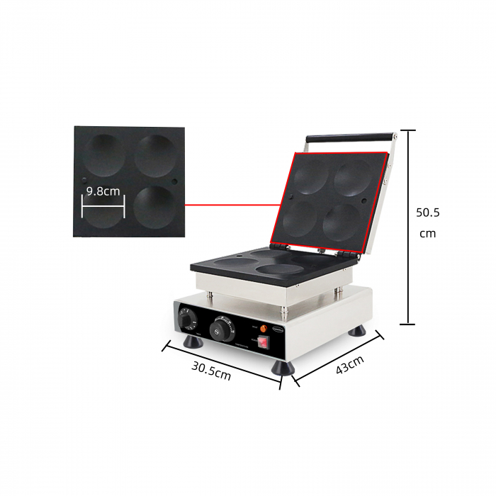 Pfannkuchenmaker 4× Ø10 cm – Elektrisch – 230 V – Edelstahl
