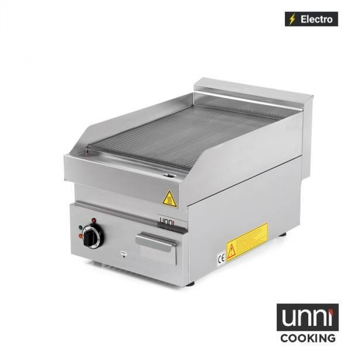 Elektrische Bratplatte E65GP10B-G Edelstahl gerillt 100-300°C