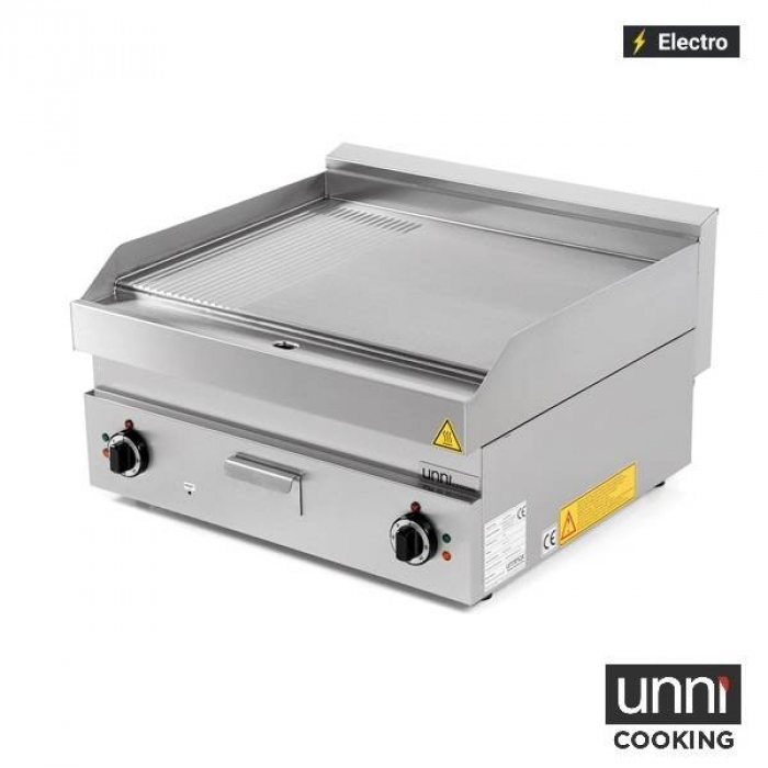 Elektrische Bratplatte UNNI-COOKING 650 Serie Edelstahl 1/3 gerillt