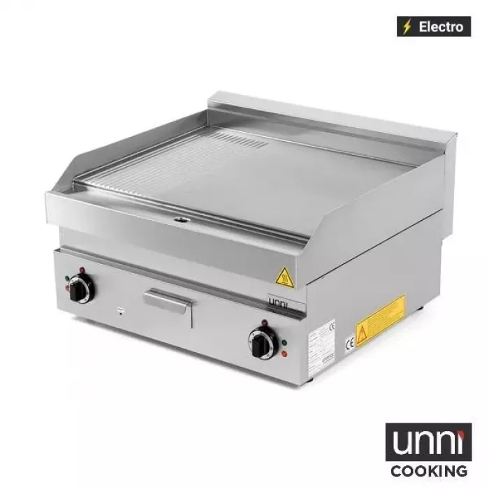 Elektrische Bratplatte UNNI-COOKING 650 Serie Edelstahl 1/3 gerillt