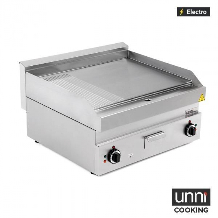Elektrische Bratplatte UNNI-COOKING 650 Serie Edelstahl 1/3 gerillt