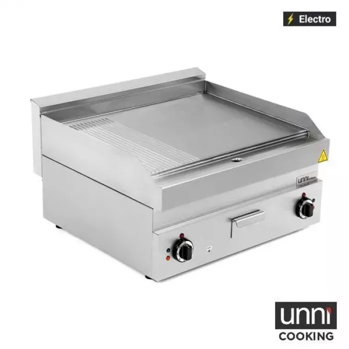 Elektrische Bratplatte UNNI-COOKING 650 Serie Edelstahl 1/3 gerillt