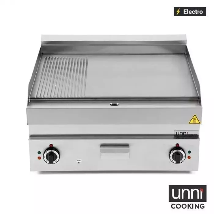 Elektrische Bratplatte UNNI-COOKING 650 Serie Edelstahl 1/3 gerillt