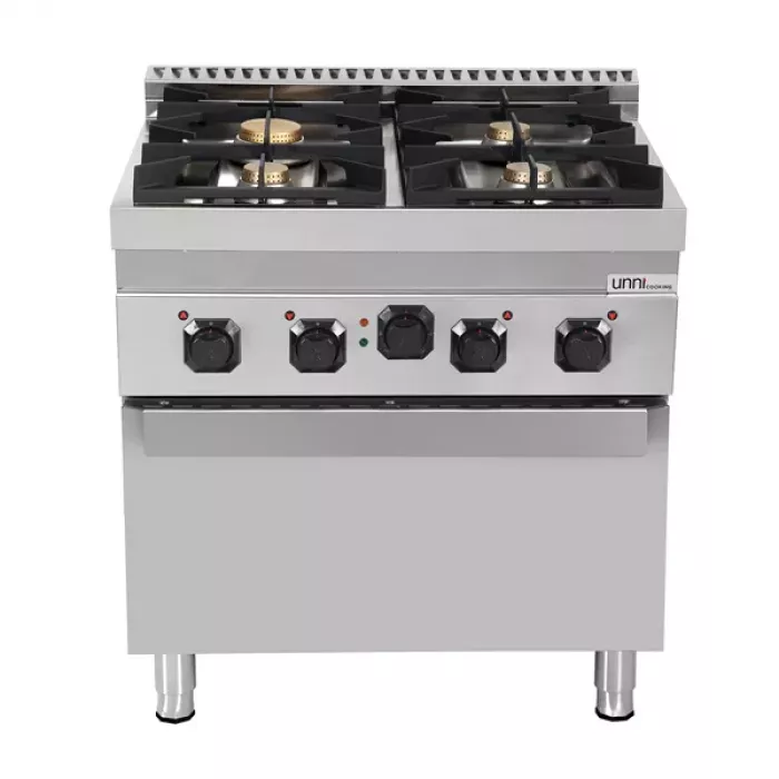 Gasherd 700 mit 4 Brennern und Elektro-Backofen