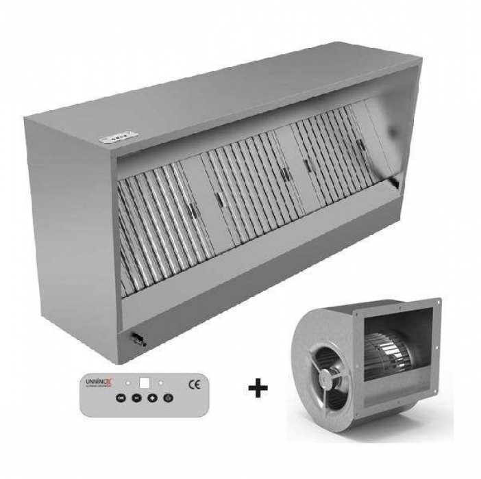 Dunstabzugshaube UNNINOX 700mm Edelstahl 1500x700x540 LED 1600m³/h