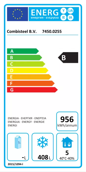 Edelstahl-Tiefkühlschrank 560 l – 1 Tür – Energieklasse B