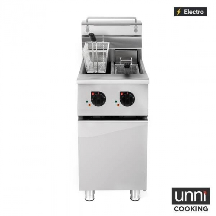 Elektrofritteusen UNNI-COOKING 2x12,5L Edelstahl Doppelbecken
