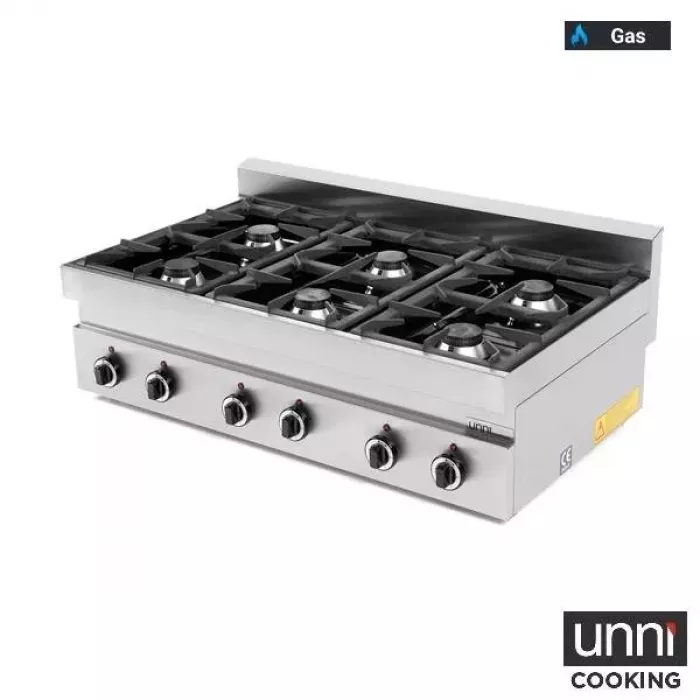 Gaskochfeld G65C6B 650Line – 6,5 kW italienische Brenner, Doppelüberlappungsflamme