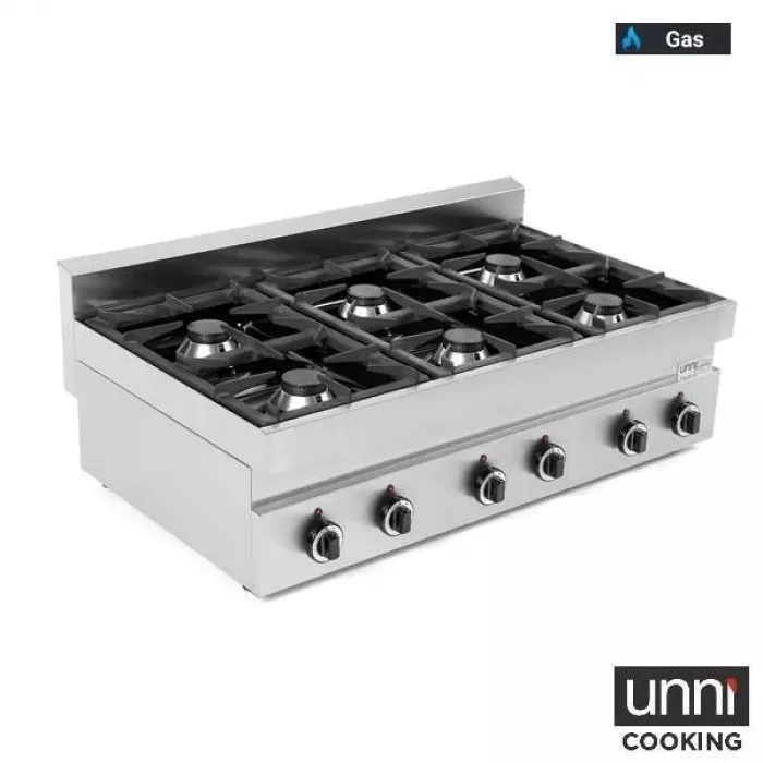 Gaskochfeld G65C6B 650Line – 6,5 kW italienische Brenner, Doppelüberlappungsflamme
