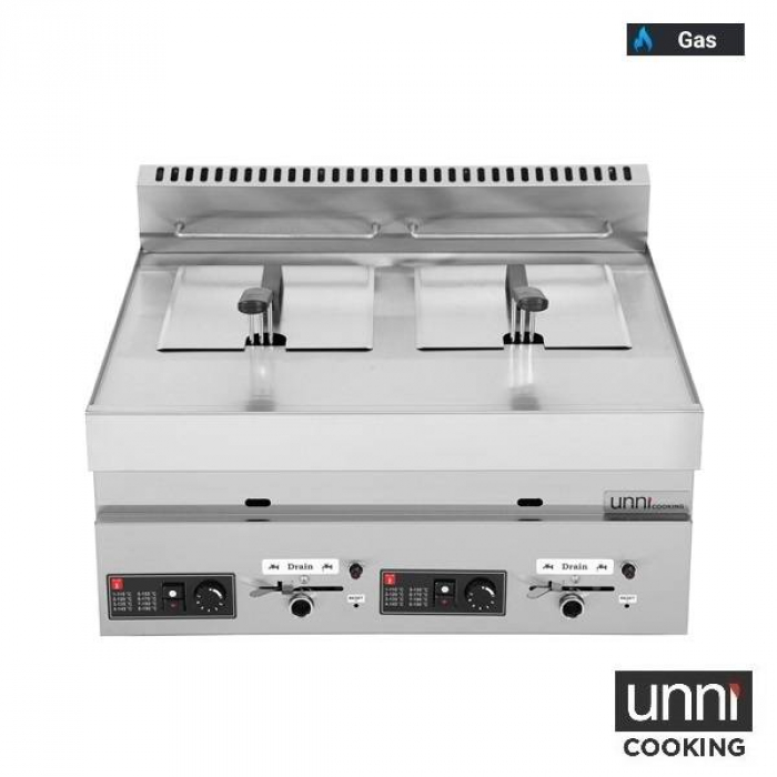 Gas Fritteuse 650 LINE 2x8L Edelstahl – 2x7kW, Profi, Schnell