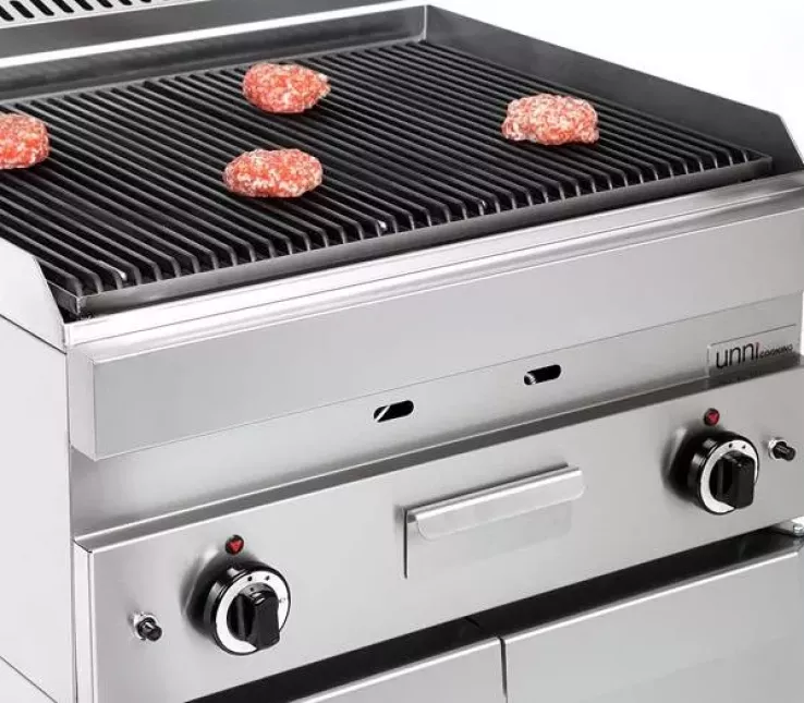 Lavasteingrill UnniCooking 650 LINE mit Edelstahlbrenner und Lavasteinen