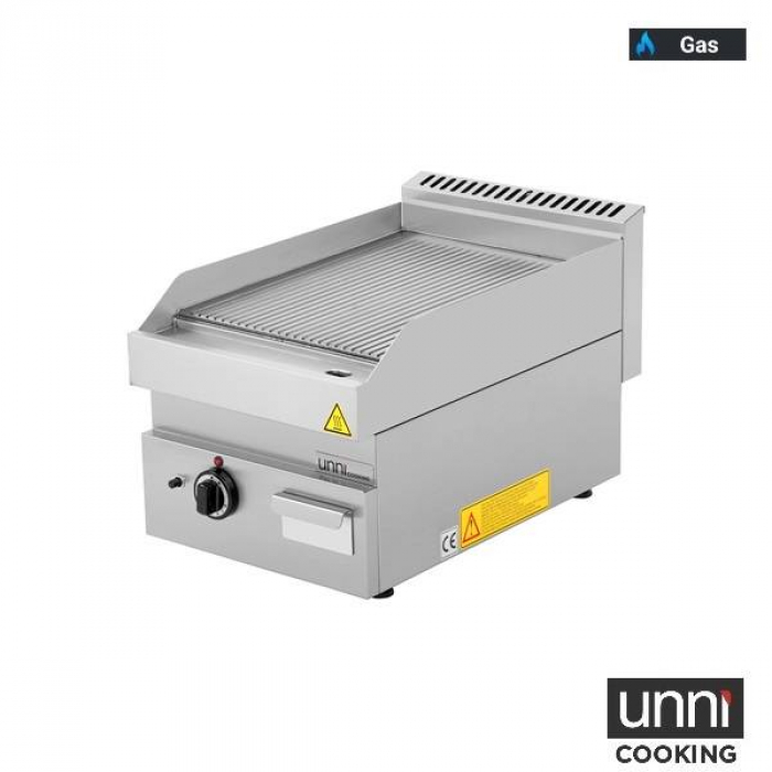 Gas-Bratplatte UNNI-COOKING 650 SERIES geriffelt Edelstahl Profiküche