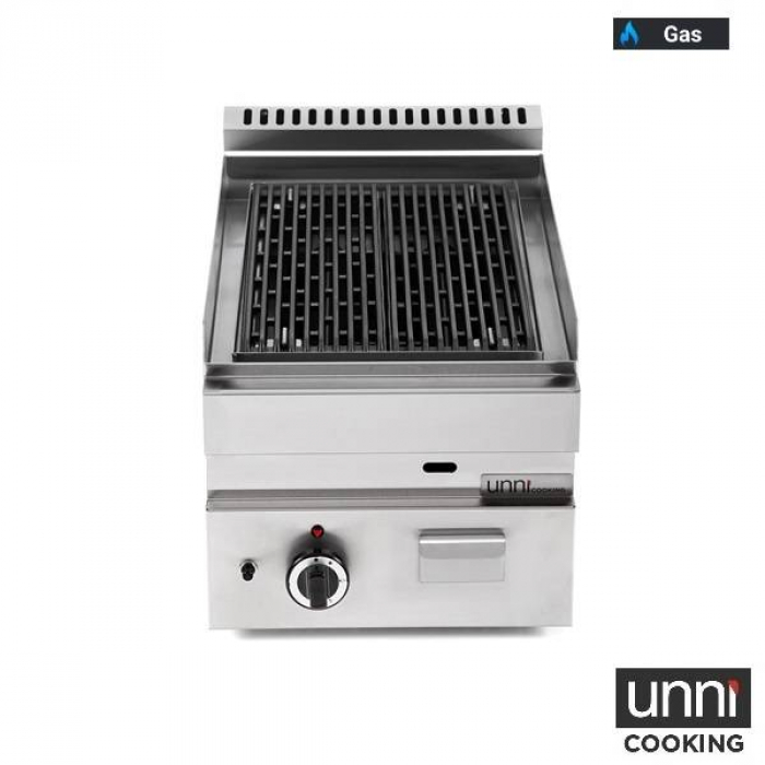 Lavasteingrill UnniCooking 650 LINE Gas Edelstahlbrenner Lavasteine