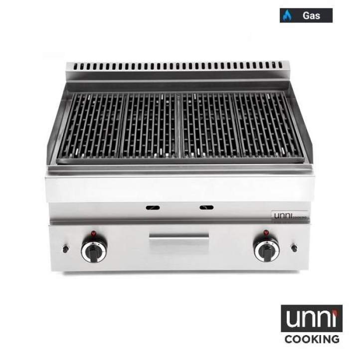 Lavasteingrill UnniCooking 650 LINE mit Edelstahlbrenner und Lavasteinen