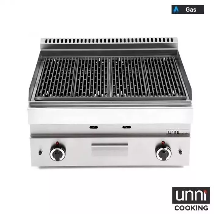 Lavasteingrill UnniCooking 650 LINE mit Edelstahlbrenner und Lavasteinen