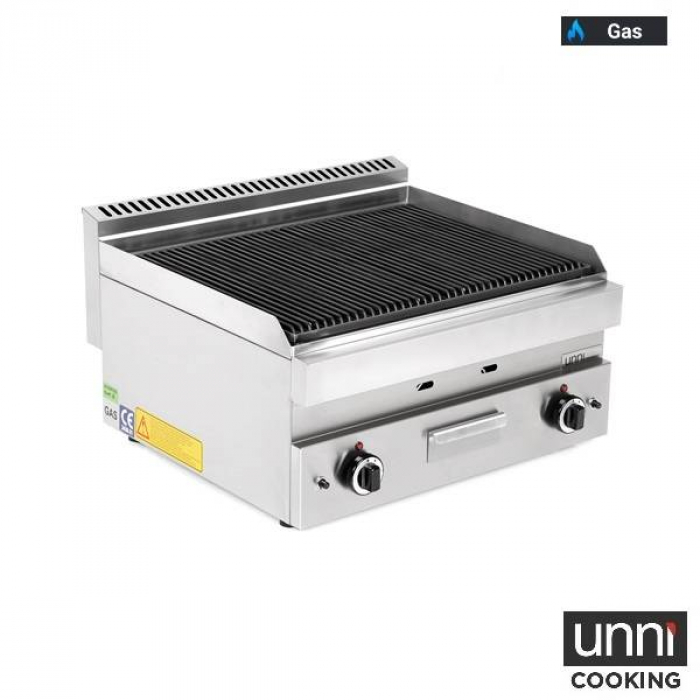 Lavasteingrill UnniCooking 650 LINE mit Edelstahlbrenner und Lavasteinen