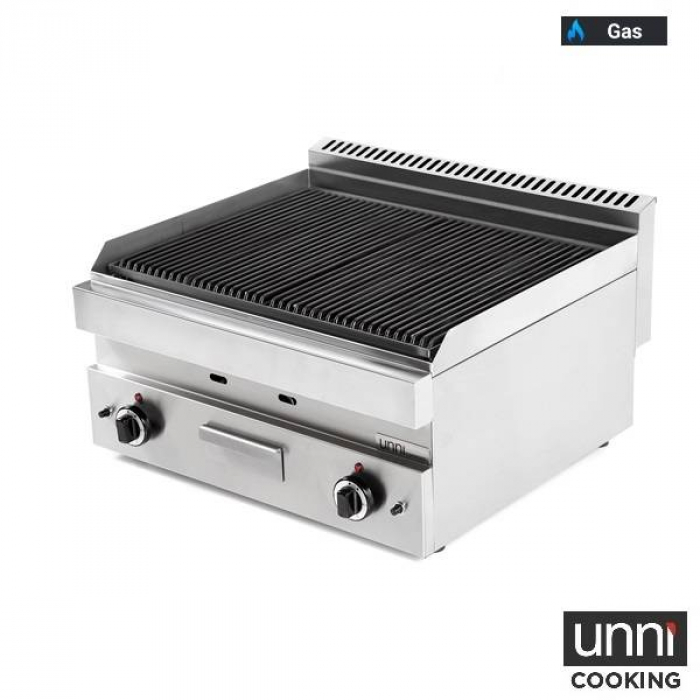 Lavasteingrill UnniCooking 650 LINE mit Edelstahlbrenner und Lavasteinen