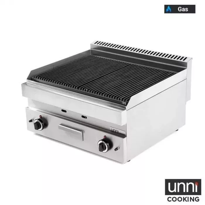 Lavasteingrill UnniCooking 650 LINE mit Edelstahlbrenner und Lavasteinen