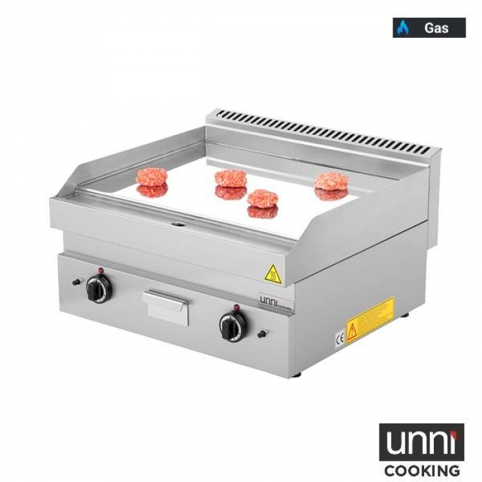 Gas-Bratplatte UNNI-COOKING 650 SERIES Chrom Edelstahl Profiküche