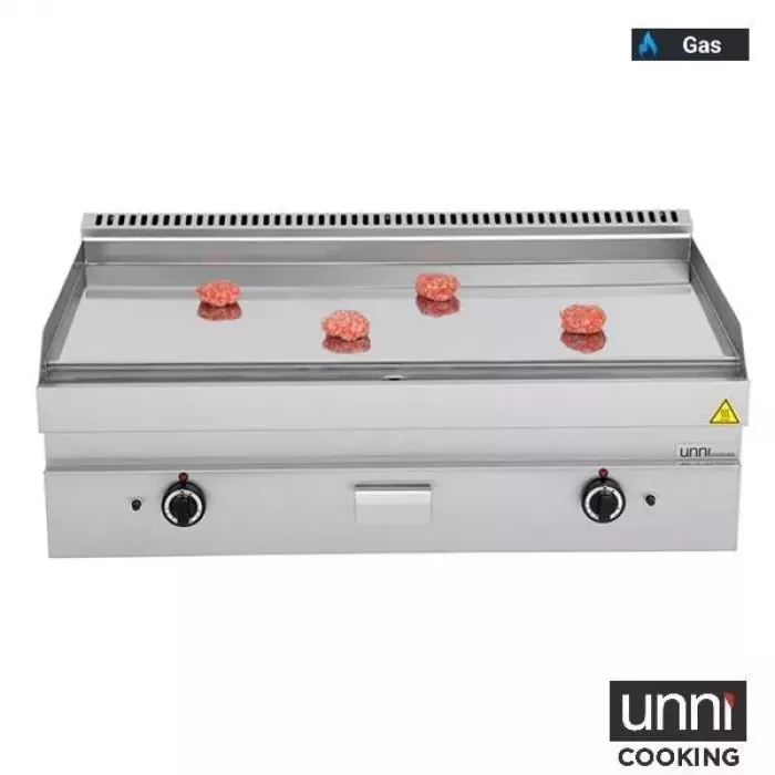 Gas-Bratplatte 650 Chrom Edelstahl Antihaft Gastronomie