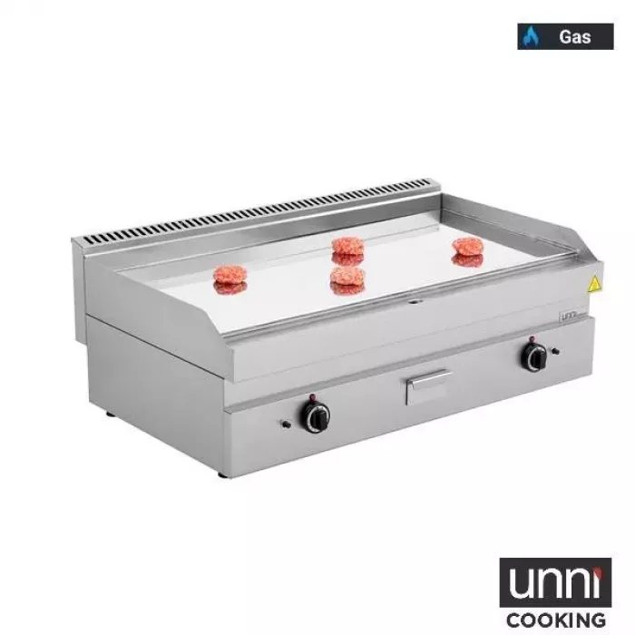 Gas-Bratplatte 650 Chrom Edelstahl Antihaft Gastronomie
