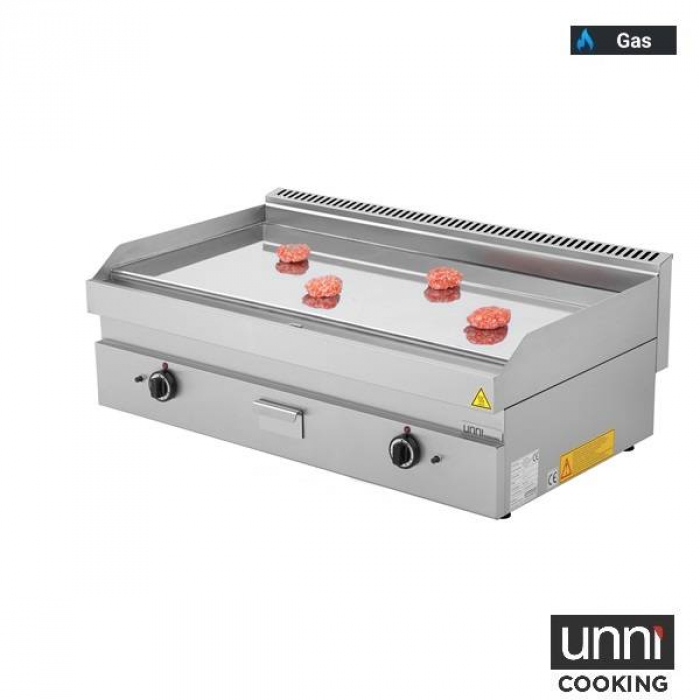 Gas-Bratplatte UNNI-COOKING 650 Chrom Edelstahl Antihaft Gastronomie