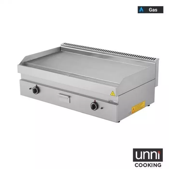 Gas-Bratplatten 650 SERIES glatt Edelstahl mit Röhrenbrenner