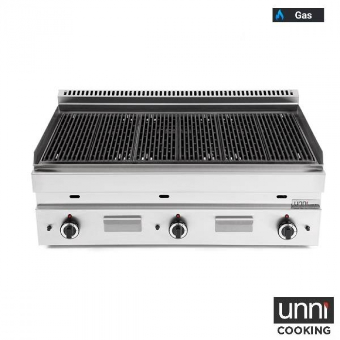 Lavasteingrill UnniCooking 650 LINE – Edelstahlbrenner, Lavasteine