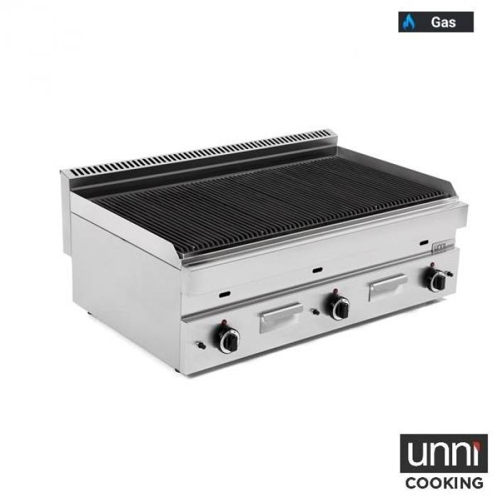 Lavasteingrill UnniCooking 650 LINE – Edelstahlbrenner, Lavasteine