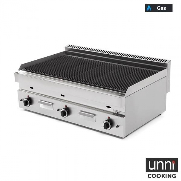 Lavasteingrill UnniCooking 650 LINE – Edelstahlbrenner, Lavasteine