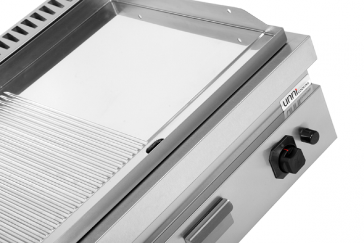 Gas-Grillplatte G70GP20B+GSC halb glatt halb gerillt Chrom