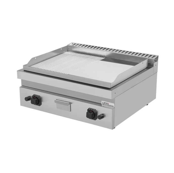 Gas-Grillplatte G70GP20B+GSC halb glatt halb gerillt Chrom