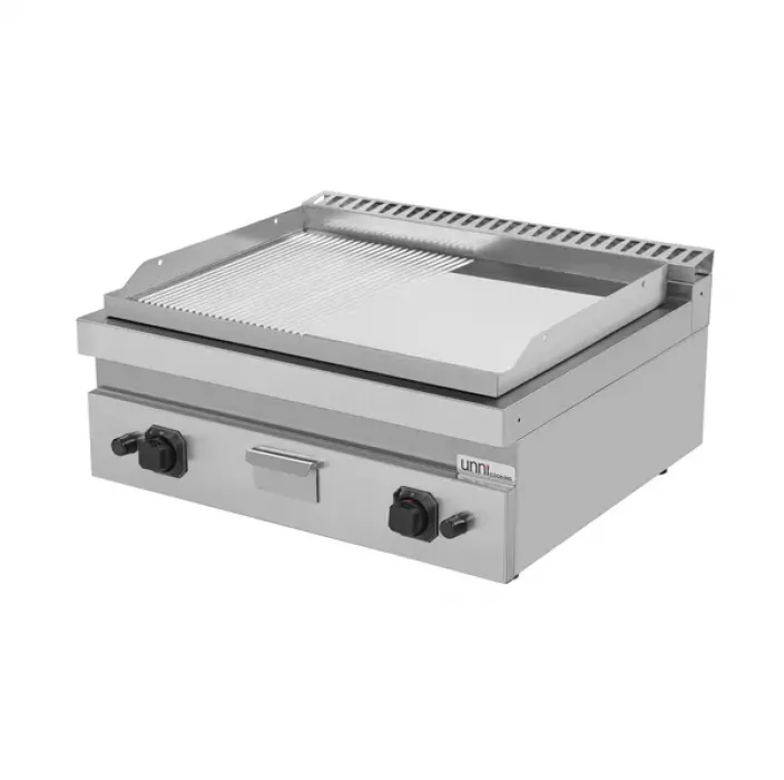 Gas-Grillplatte G70GP20B+GSC halb glatt halb gerillt Chrom