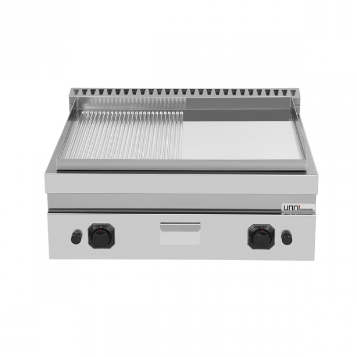 Gas-Grillplatte G70GP20B+GSC halb glatt halb gerillt Chrom