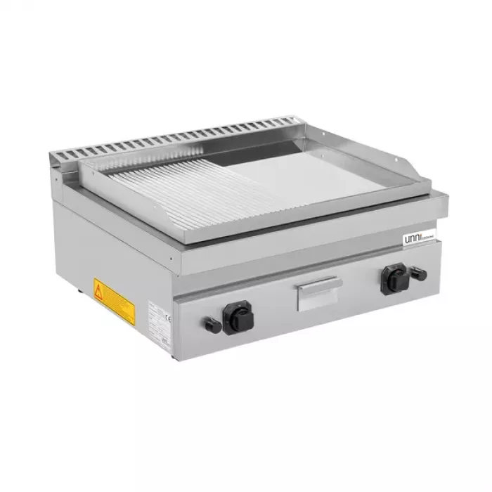 Gas-Grillplatte G70GP20B+GSC halb glatt halb gerillt Chrom