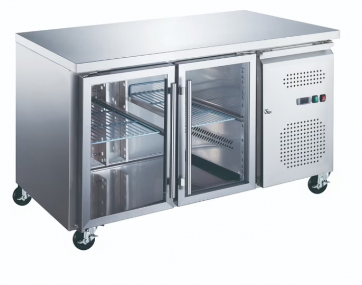 Gastro Kühltisch - 136 cm - 2 Glastüren