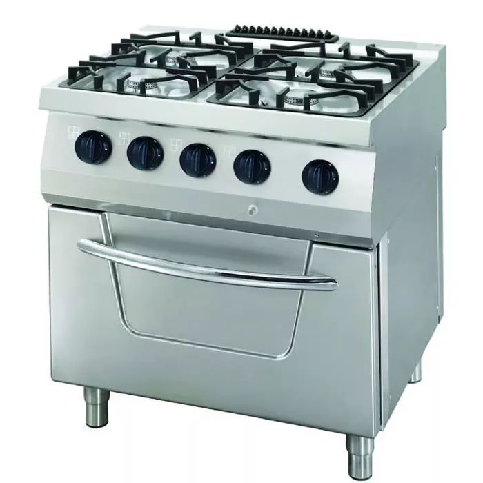 Gastro Heavy Duty Herd - 4 Brenner - Doppeleinheit - 70 cm Tief – 34 kW – Gas inkl. Backofen