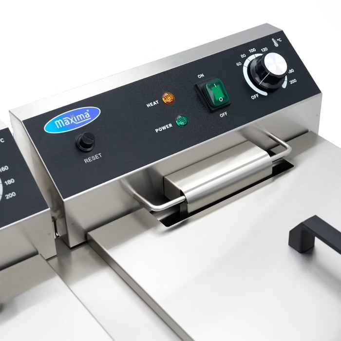 Fritteuse - 2 x 16 l - 2 Körbe - mit Ablasshahn und Ständer - 230V