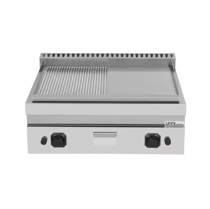 Gas Grillplatte halb glatt halb gerillt Piezozündung