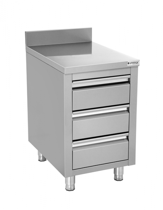 Schubladenschrank 700 mit 3 Schubladen und Aufkantung, 500x700x850 mm