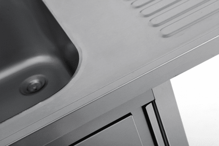 Spülbecken-Einheit 120x70x85 mit Becken links und Spülmaschine