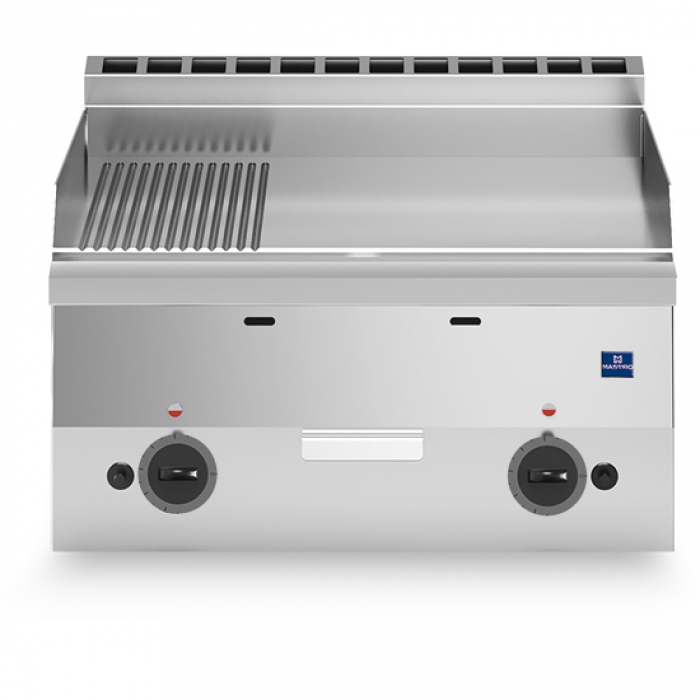 Gas Grillplatte Tischmodell 1/3 gerillt 2/3 glatt - hochwertige Grillplatte für die Gastronomie