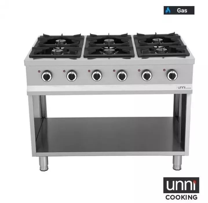 Gasherd OCK-6 mit 6,5 kW italienischen Brennern, vertikal, Zündflamme