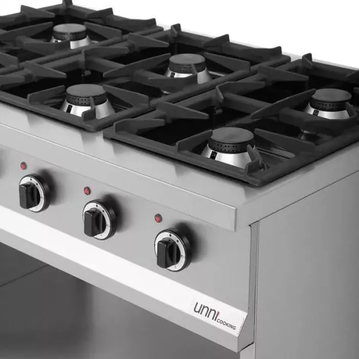 Gasherd OCK-6 mit 6,5 kW italienischen Brennern, vertikal, Zündflamme