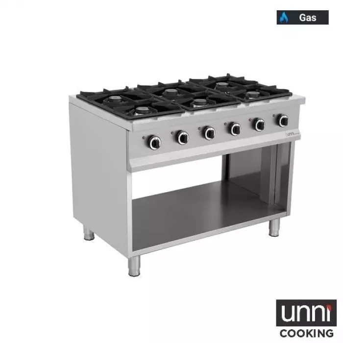 Gasherd OCK-6 mit 6,5 kW italienischen Brennern, vertikal, Zündflamme