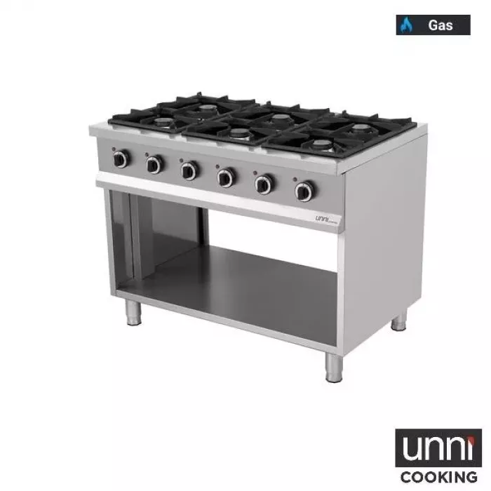 Gasherd OCK-6 mit 6,5 kW italienischen Brennern, vertikal, Zündflamme