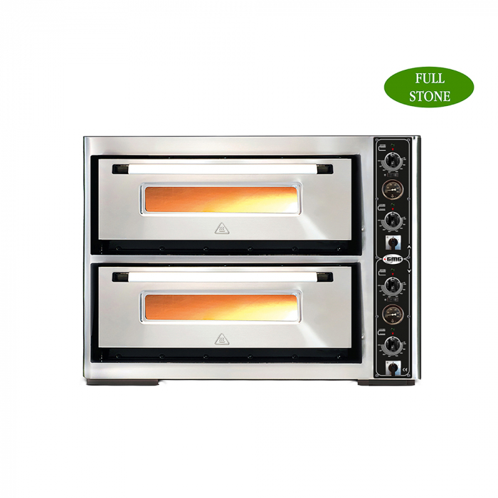 Pizzaofen Vollschamott 2 Backkammer 4+4 x Ø 33 cm 970x890x760 - Gastrohot