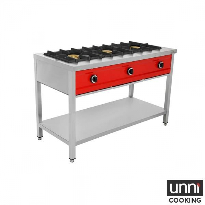 Gasherd PNK-3 – 3x8kW, Ölauffangwanne, für Pfannen bis 400 mm